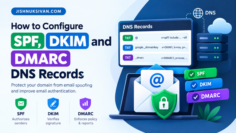 How to Configure SPF, DKIM and DMARC DNS Records (Complete Guide) How to Configure SPF, DKIM and DMARC DNS Records for Email Security | JishnuKsivan.com